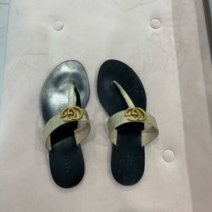 Gold gucci thong sandals size 38